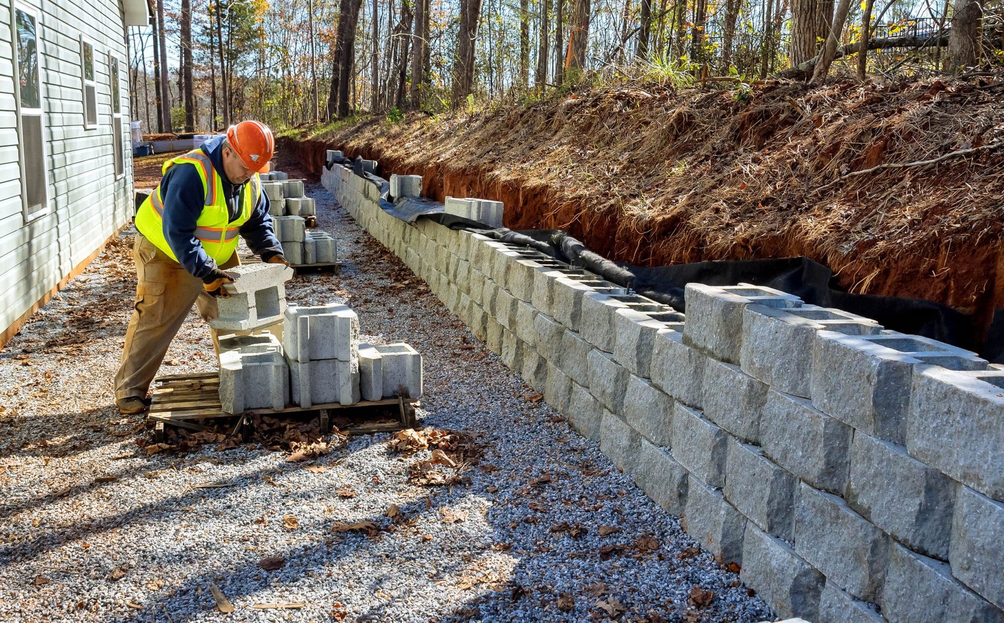 Retaining Wall Installation in Westhartford project 2